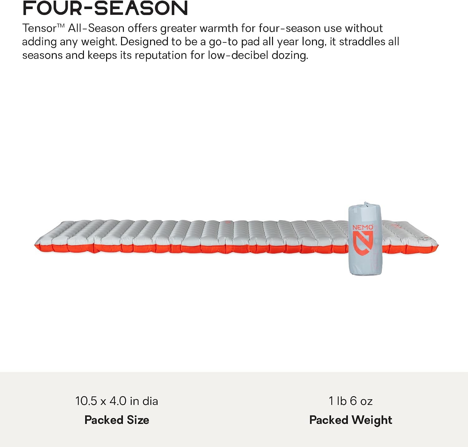 NEMO Equipment Tensor All-Season Ultralight Insulated Sleeping Pad - Regular Wide (72"x25") - Blade / Spicy Orange - Image 3