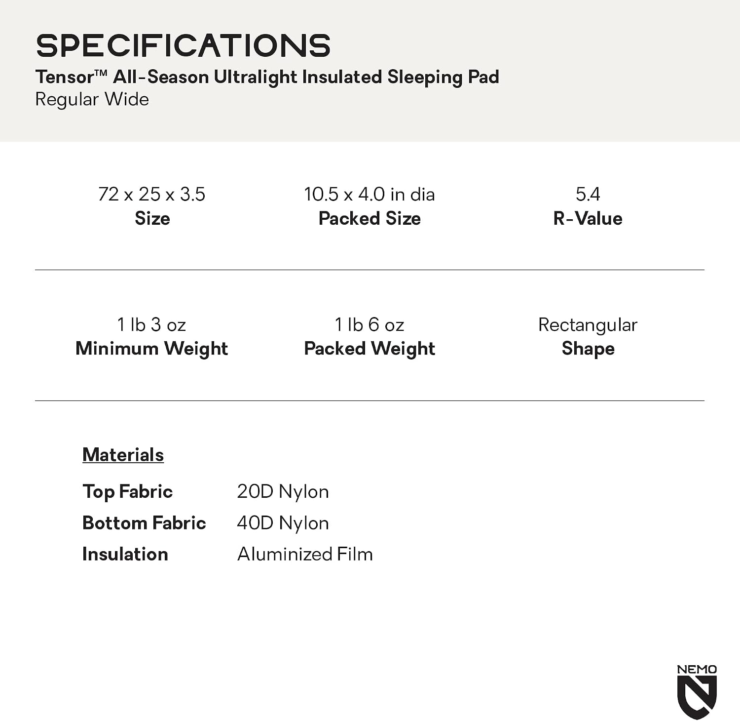 NEMO Equipment Tensor All-Season Ultralight Insulated Sleeping Pad - Regular Wide (72"x25") - Blade / Spicy Orange - Image 9