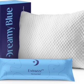 DreamyBlue Signature Pillow w/Adjustable Loft • Shredded Memory Foam Fill • Neutral Alignment for Side, Back, and Stomach Sleepers • Washable Bamboo Rayon Cover • CertiPUR-US Certified Foam (Queen)