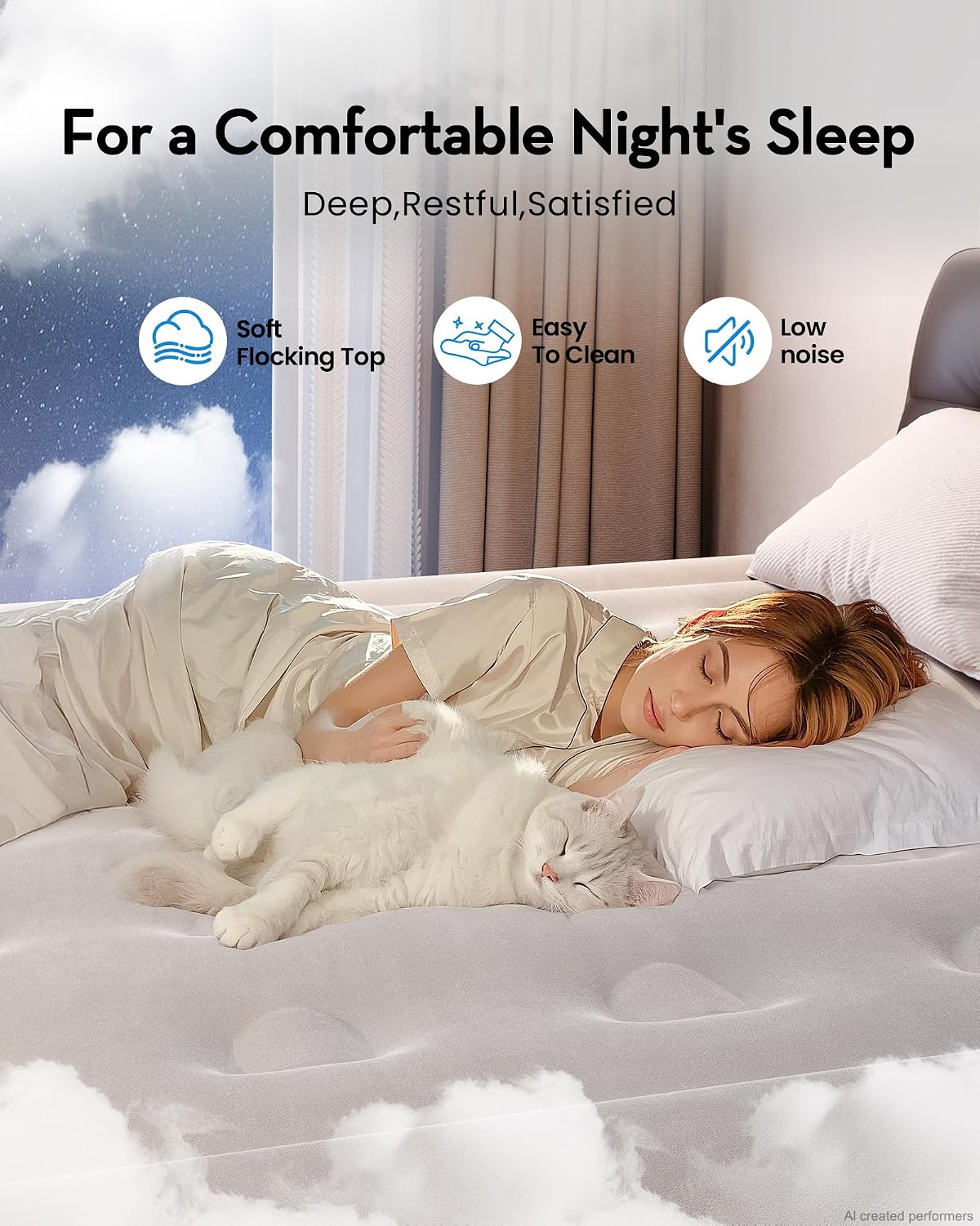 OhGeni Air Mattress Queen with Built in Pump, 18" Raised Inflatable Blow Up Mattress, Upgraded Surface Portable Bed for Home, Camping, Colchone Inflable, Ideal Sleep Solution for Guests - Image 2