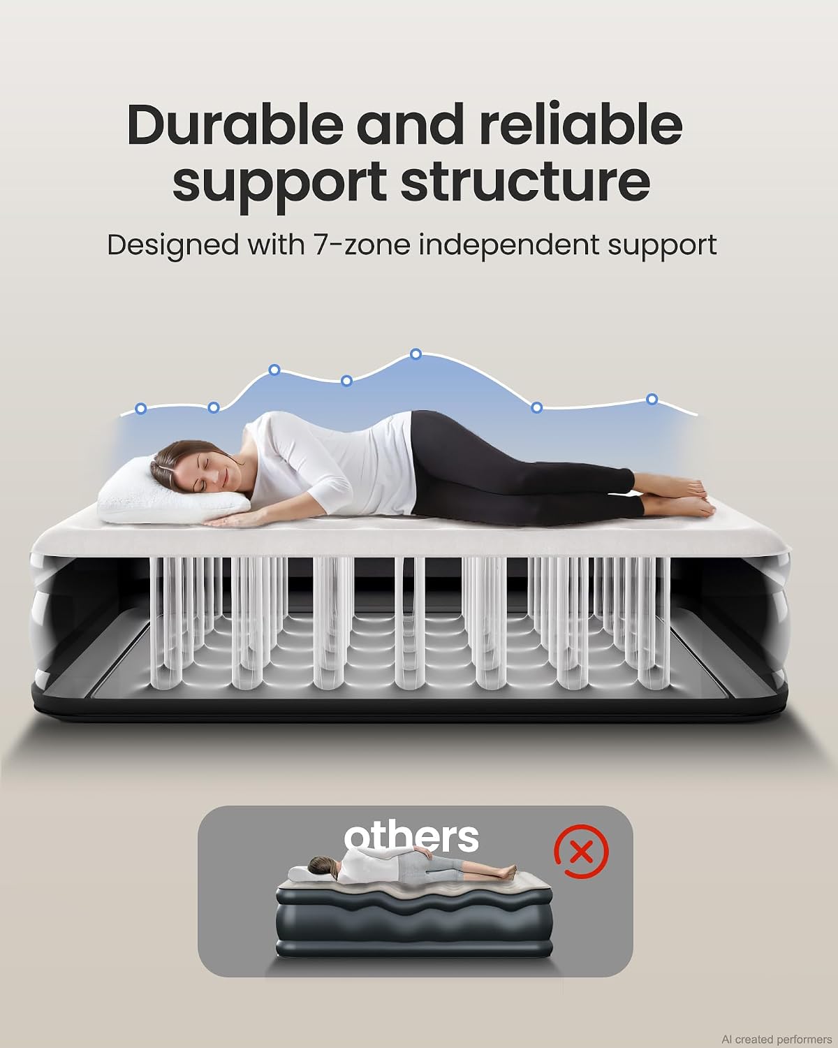 OhGeni Air Mattress Queen with Built in Pump, 18" Raised Inflatable Blow Up Mattress, Upgraded Surface Portable Bed for Home, Camping, Colchone Inflable, Ideal Sleep Solution for Guests - Image 9