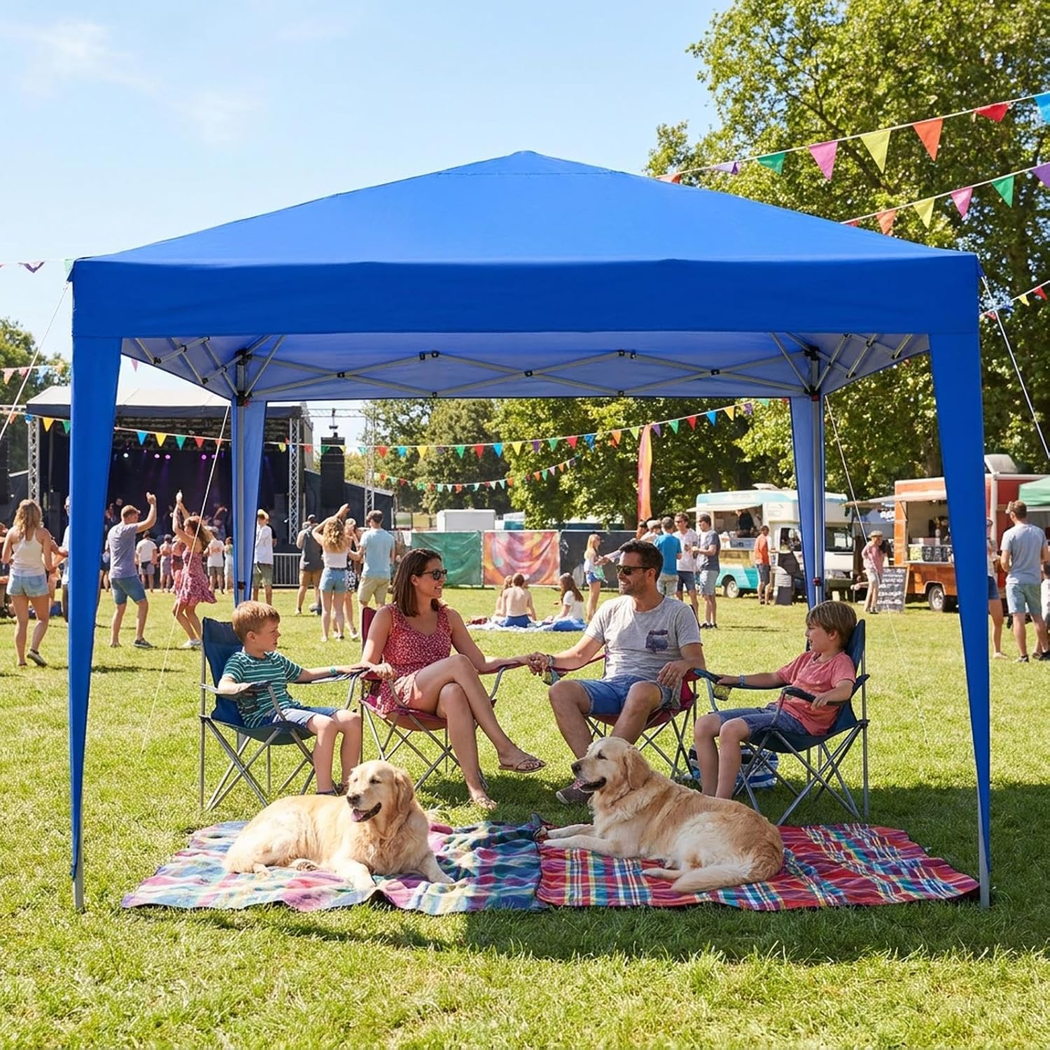 Yaheetech 10x10 Pop Up Canopy with 4 Removable Sidewalls, Portable Enclosed Instant Tent, Waterproof Outdoor Tent, Beach Sun Shelter with 4 Sandbags, 12 Stakes & 4 Ropes, Blue - Image 2