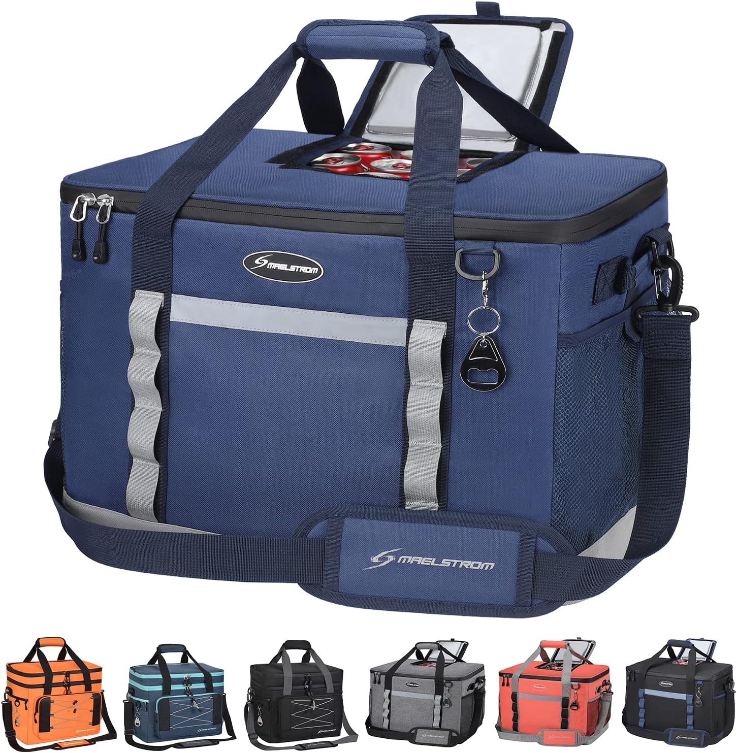 Maelstrom Collapsible Soft Cooler Bag,35/55/75 Cans Beach Cooler with Flip Top Lid, Ice Chest, Leakproof & Portable for Beach, Camping, Road Trips & Grocery Shopping