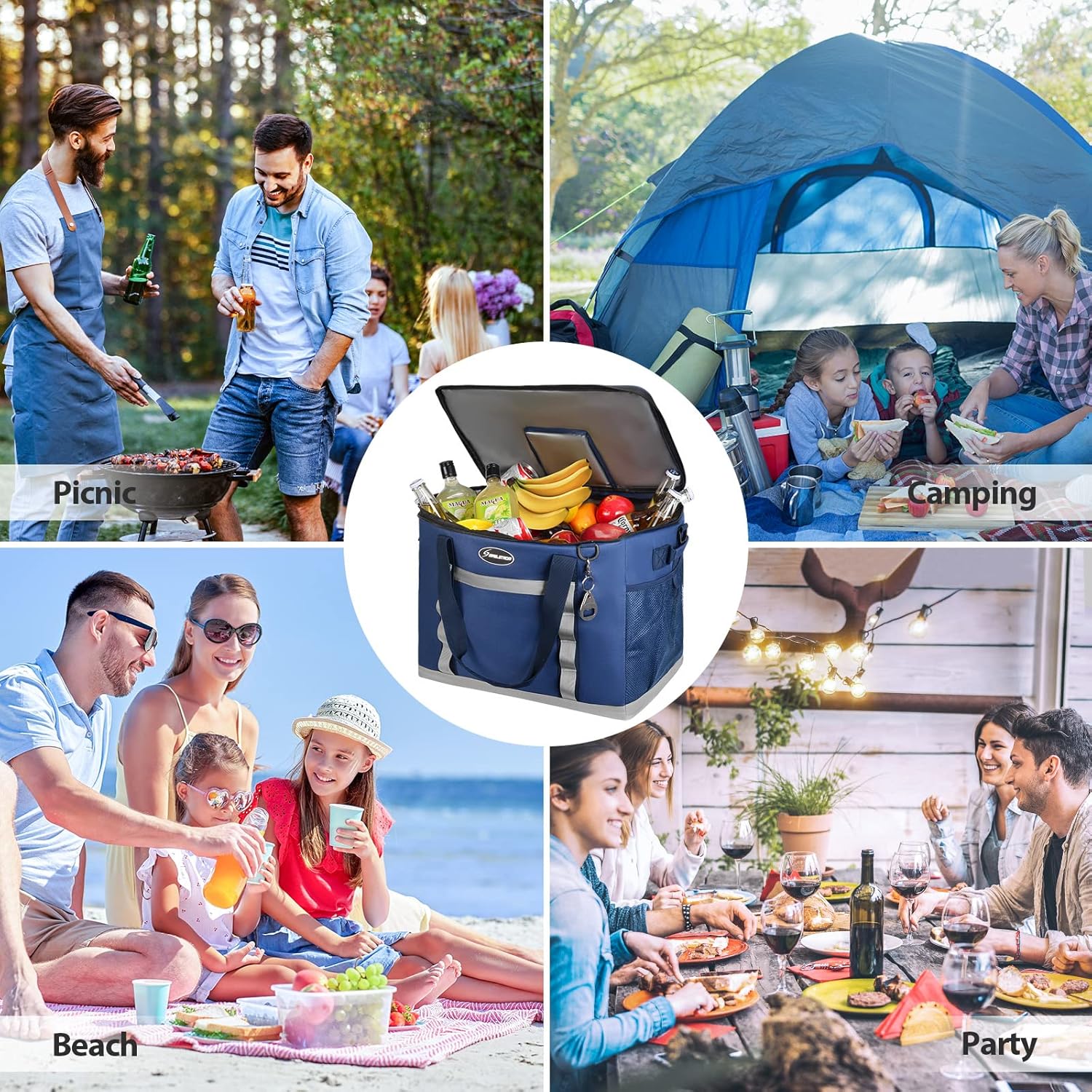 Maelstrom Collapsible Soft Cooler Bag,35/55/75 Cans Beach Cooler with Flip Top Lid, Ice Chest, Leakproof & Portable for Beach, Camping, Road Trips & Grocery Shopping - Image 3