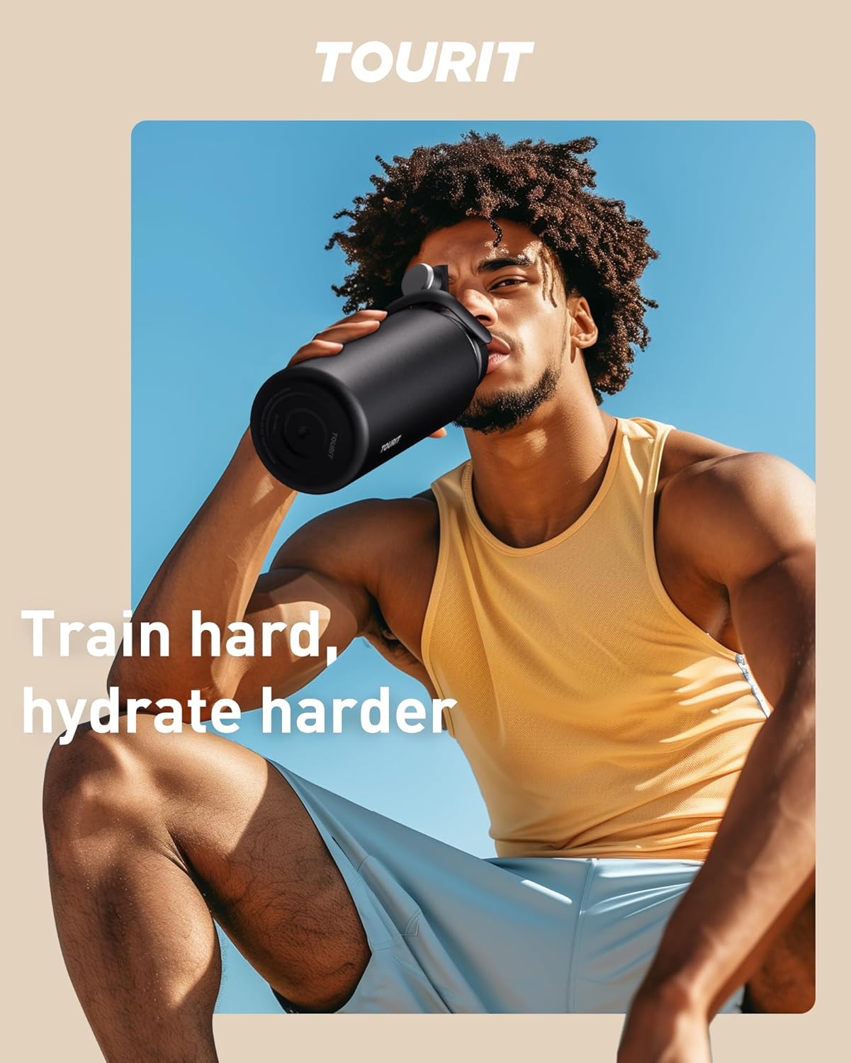 TOURIT 32 oz Insulated Water Bottle, Stainless Steel Sports Water Bottles With Top Handle, Double-Wall Travel Thermal Water Flask, BPA Free Leakproof Water Bottle for Sports and Travel (Obsidian) - Image 7